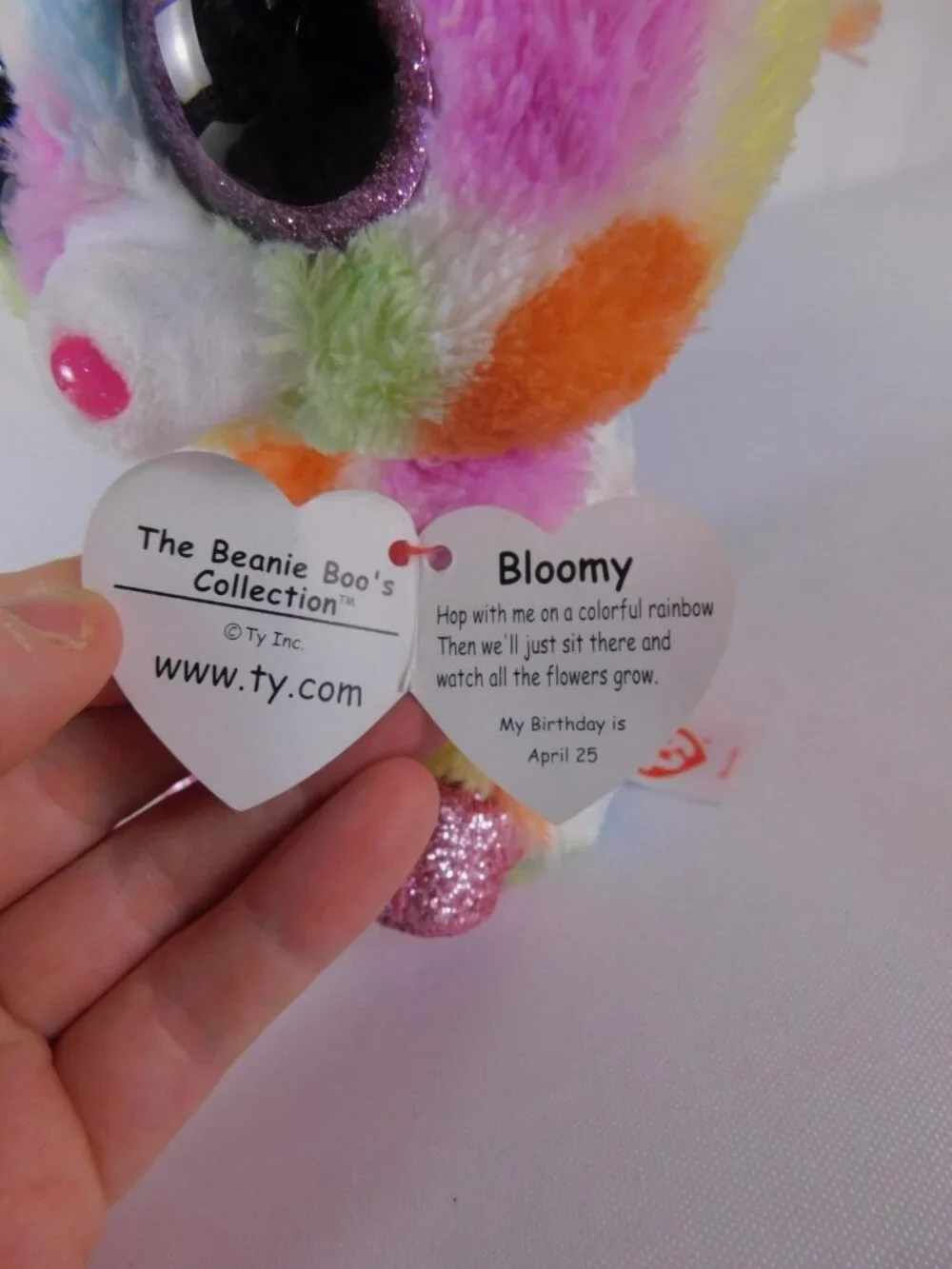 Ty Beanie Boos Bloomy Multicolor Bunny Plush Small Stuffed Toy Easter Glitter